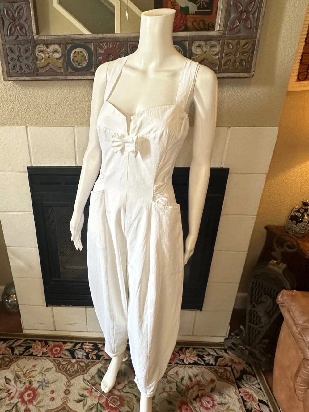 KAREN ALEXANDER Vtg WHITE JUMPSUIT parachute pant ROMPER pockets 10 style W4169 - Picture 6 of 15